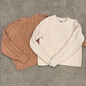 Women's GAP Cable Knit Sweater Set - Cream and Tan